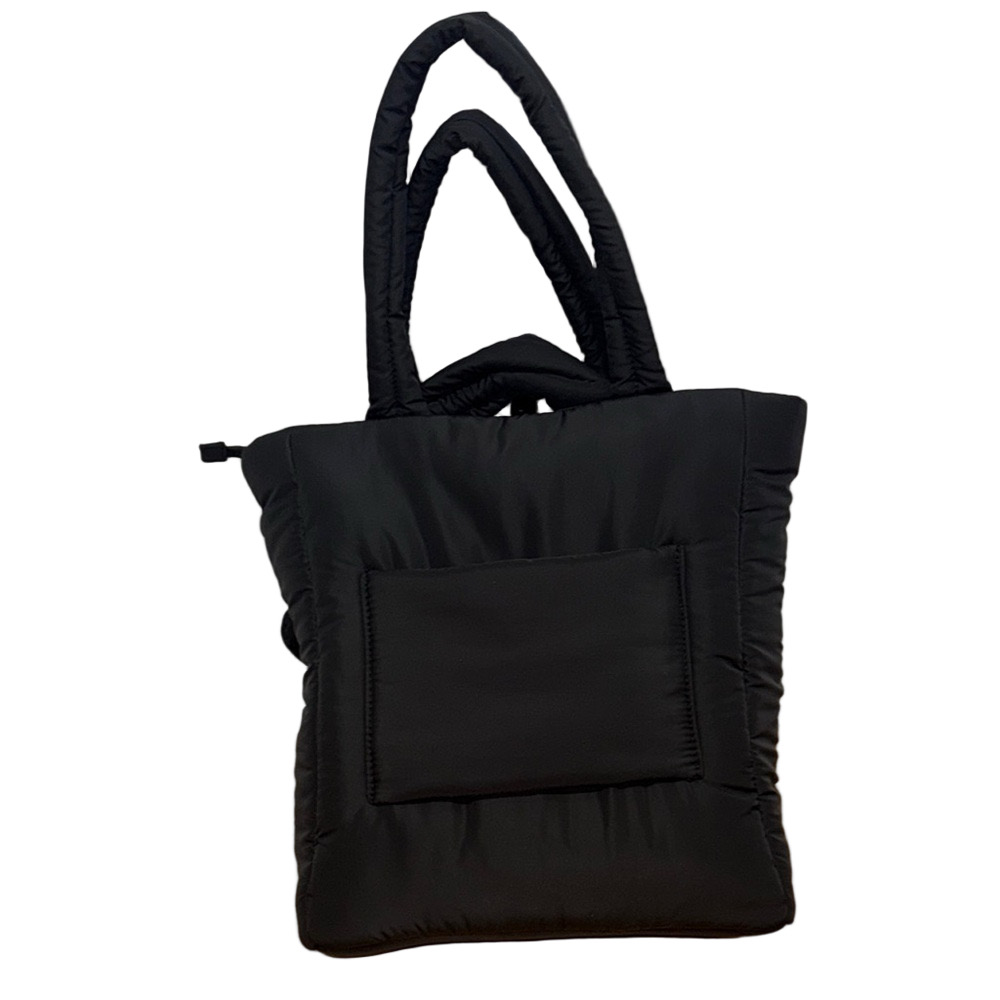 Wilo Black Puffer Tote Bag Quilted Nylon Cargo Travel Tote Lightweight NWT - Picture 5 of 7